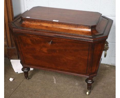Regency Mahogany Cellarette, with caddy top, moving of castors and with ring and lion mask handles, 73cm by 47cm by 56cmProve