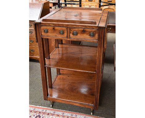 An Unusual 19th Century Mahogany Bookcase/Reading Stand, square top with opposing easel backed lift up surfaces, drop leaves,