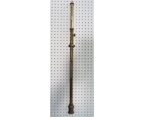 An Edwardian brass gimbaled Marine Barometer and thermometer, by Kelvin & Hughes (Marine) Ltd, London, No.8503, with silvered