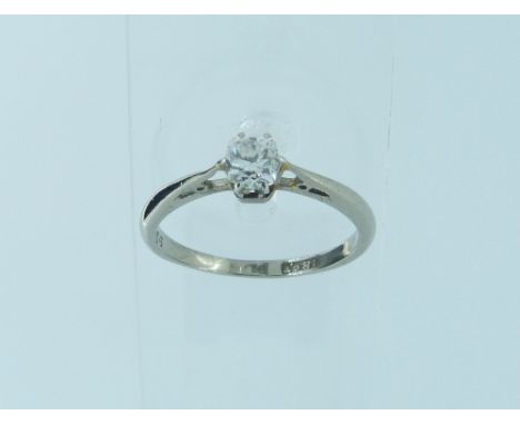 An 18ct white gold and platinum single stone diamond Ring, c¼ct, size I, togehter with a platinum wedding band, size K½ (2)