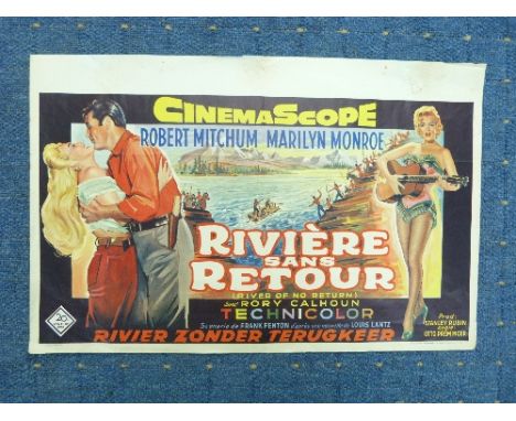 Vintage Movie Posters, four French Translation window cards, 1950s, 1960s, subjects including: Riviere sans Retour, Comment E