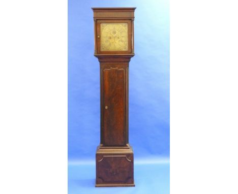 Martin, Crosby, a mahogany 8-day longcase clock with two-weight movement striking on a bell, the twelve-inch square brass dia