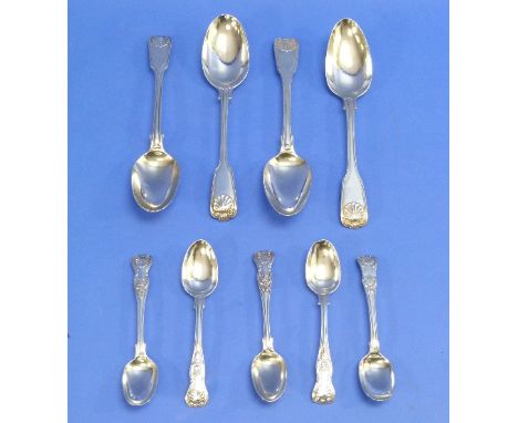 A 19thC silver fiddle, thread and shell pattern part Flatware Service, various makers, dates etc., including a pair of servin