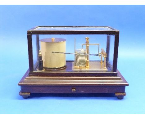 A Barograph by Short & Mason, London, model No.H3546, the gilt brass barograph with silvered diaphragm, the oak case with fiv