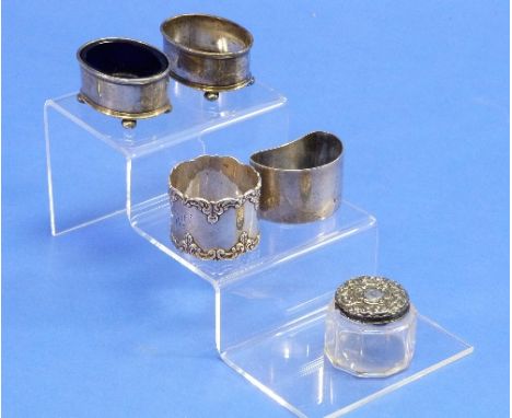 A quantity of mixed Silver Items, including a caddy soon, hallmarked Sheffield 1915, a hinged rectangular matches cases, hall