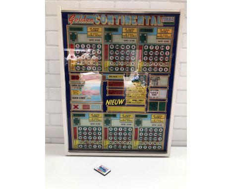A custom light box made from  1985 Golden Continental Turbo bingo machine backglass. The LED light can be operated by a remot