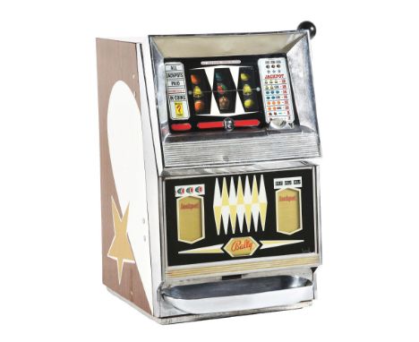 This Bally light-up with a mystery payout has graphic star and multi-colored sides. It is in original condition and has been 