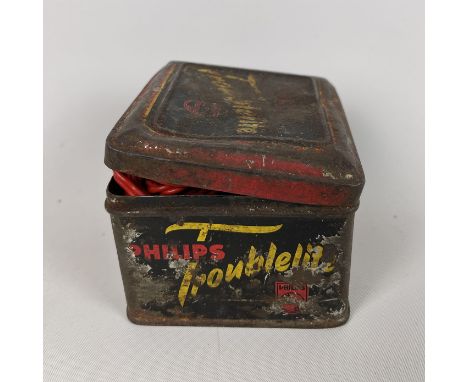 Vintage Philips Troublelite emergency car light in original tin case, ca. 1960, Netherlands. Wprking condition untested. Heig