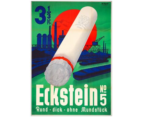 ECKSTEIN NO. 5 CIGARETTESGerman Advertising Poster (33" x 47")Fine Folded  C.1930sA historic circa 1930s vintage German art d