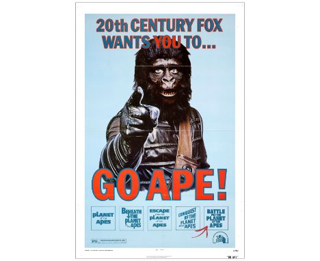 GO APE!Planet Of The Apes Film Festival One-Sheet (27" x 41")Fine+ Folded 20th Century Fox, 1974In 1974, this poster was used