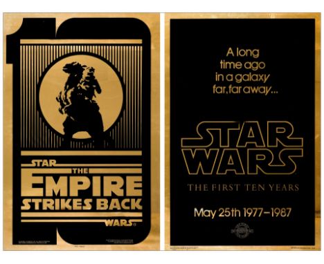 STAR WARS: THE FIRST TEN YEARS, THE EMPIRE STRIKES BACKGold Mylar One-Sheet &amp; Gold Mylar Test One-Sheet (27" x 41"); 10th