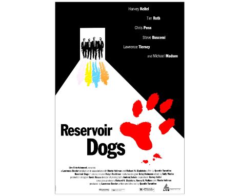 RESERVOIR DOGSOne Sheet (26.75" X 39.75"); Cannes Film FestivalNear Mint Rolled; Artist Marc Zaref Live Entertainment, 1992Th
