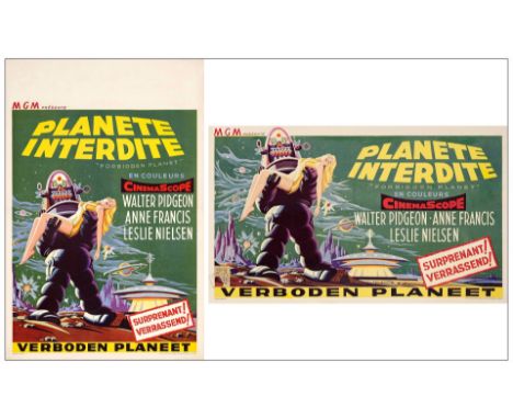 FORBIDDEN PLANETBelgian &amp; Trimmed Horizontal Belgian (14.5" x 22" &amp; 13" x 21.75")Fine+ on Linen MGM, 1956Included in 