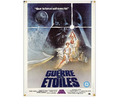 STAR WARS: A NEW HOPEFrench Moyenne (23.5" x 31.25"); Art StyleFine Folded; Artist Tom Jung 20th Century Fox, 1978The infamou