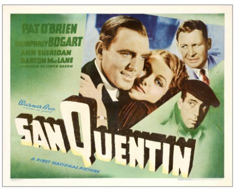 SAN QUENTINHalf-Sheet (22" x 28")Fine+ on Paper Warner Bros., 1937This rare and beautiful half-sheet, mounted on paper, featu