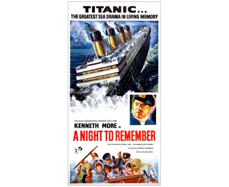 NIGHT TO REMEMBER, ABritish Three Sheet (40" x 79")Fine+ Folded Rank, 1959This clean, bright 3 sheet's panels are glued toget