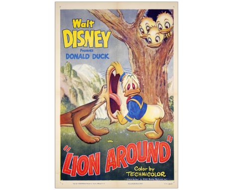 DONALD DUCK IN LION AROUNDOne-Sheet (27" x 41")Very Fine- Folded RKO, 1950 This Technicolor masterpiece is well represented h
