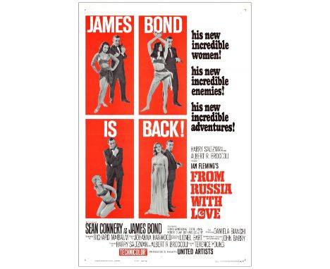 JAMES BOND: FROM RUSSIA WITH LOVEOne-Sheet (27" x 41"); Style BVery Fine- Folded United Artists, 1963For the second James Bon