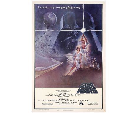 STAR WARS: A NEW HOPEOne-Sheet (27" x 41"); Style A, 2nd PrintingFine+ on Linen; Artist Tom Jung 20th Century Fox, 1977This c