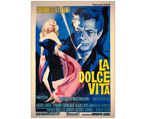 LA DOLCE VITAItalian 4-Fogli (55" x 77")Very Fine+ on Linen; Artist Giorgio Olivetti Cineriz, 1960There were two styles of It