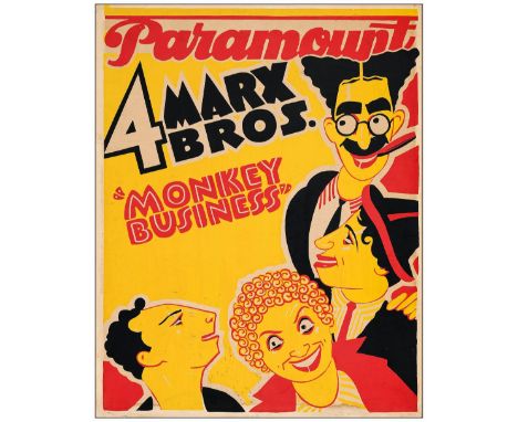 MONKEY BUSINESSSilk Screen Jumbo Window Card (21" x 26.75")Very Fine- Rolled; Artist Constantin Alajalov Paramount, 1931 The 