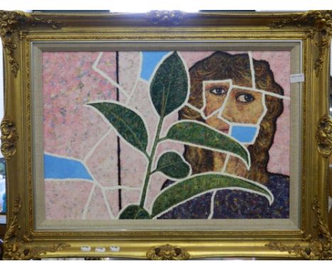 MICHAEL JOHN (20th/21st century) British, Abstract Portrait, oil on canvas, signed and dated 1984, framed and glazed. 64 x 45