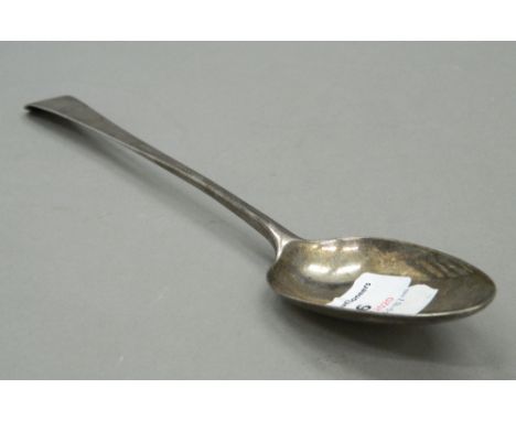 A Georgian silver basting spoon. 29.5 cm long. 3.3 troy ounces.