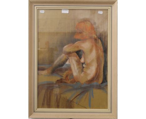 ANN SNOW, Nude on a Bed, pastel sketch, framed and glazed. 39.5 x 56 cm.