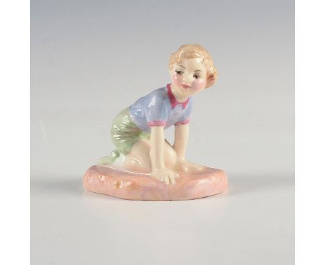 Rare leap frogging boy, in lustre of cream, green, blue, orange.A rare M Series model only produced in miniature, the young s