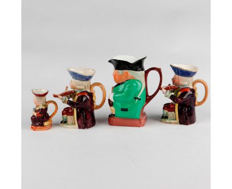 Includes two small Midshipman's, Martha Gunn, large toby jug.Small character toby jug Midshipman's playing the violin. Beswic