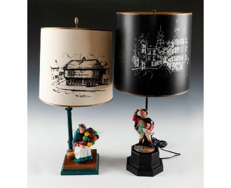 Includes a white lamp shade with image of The Olde Curiosity Shoppe from Charles Dickens novel and a black lamp shade with im
