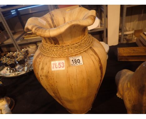 Large bamboo bound ceramic vase 