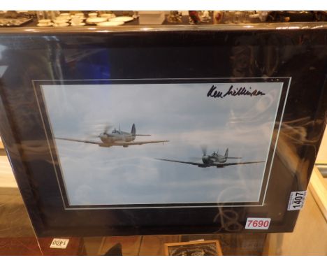 Framed Hurricane photograph signed Ken Wilkinson 30 x 20 cm