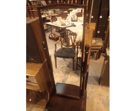 Large Stag freestanding mahogany cheval mirror