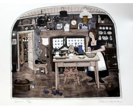 GRAHAM CLARKE  'Excelsior', coloured etching, signed in pencil in the margin and numbered 223/300, 34.5cm x 40.1cm