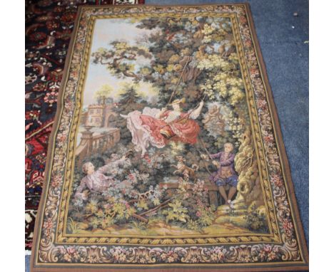 A PAIR OF LATE 20TH CENTURY FRENCH MACHINE MADE TAPESTRY WALL HANGINGS each 92cm x 140cm