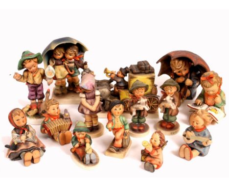 A GROUP OF FOURTEEN VARIOUS HUMMEL AND OTHER FIGURINES OF CHILDREN the largest, 15cm high (14)
