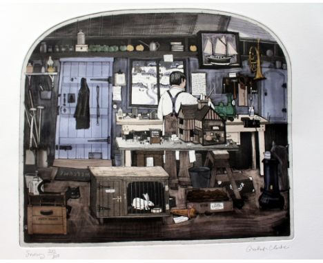 GRAHAM CLARKE 'Snowy', coloured etching, signed in pencil in the margin and numbered 223/300, 35cm x 40.1cm