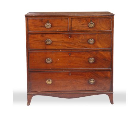 A GEORGE III MAHOGANY CHEST  of two short and three long drawers standing on bracket feet 93cm wide x 97cm high 
