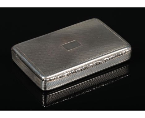 A Victorian silver table snuff box by Thomas Fairbairn. With engine turned engraving, floral thumb-piece and gilt interior. A