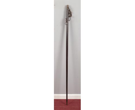 A set of Chinese stillard scales. With hardwood shaft, possibly zitan, picquet inlaid to display increments, 170cm.  
