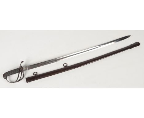 An 1821 pattern Volunteer Artillery Officers sword in metal scabbard. With etched blade, proof mark and shagreen grip. Blade 