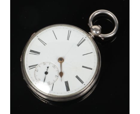 A Victorian silver cased fusee pocket watch by George Clark. With enamel dial and subsidiary seconds. Movement numbered 11560
