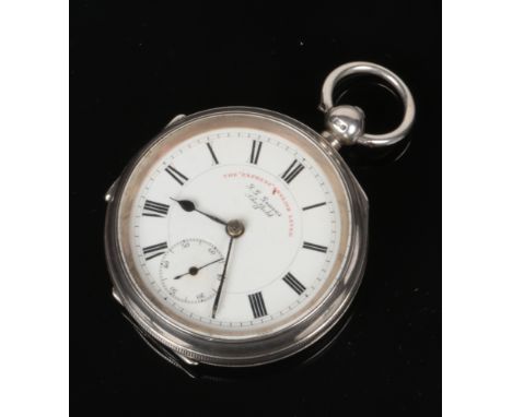 An Edwardian silver cased pocket watch by J. G. Graves. With enamel dial incorporating subsidiary seconds and signed the Expr