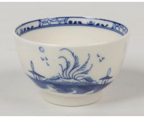 A rare Caughley toy ware slop bowl. Painted in underglaze blue with the island pattern . S mark c.1780, 7cm diameter, 4.25cm 
