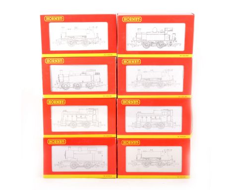 Hornby OO gauge model railway locomotives; eight including R2783 BR 0-4-0 diesel class 06 Shunter club, R2469 LMS class 3F, R