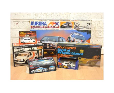 Vintage remote control cars and other toys; including Dynatron Glass House van, P.959 Turbo Porshe, Polytronics R-101 car, et