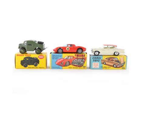 Dinky and Corgi Toys; no.688 field artillery tractor, no.234 Ford Consul Classic '315', no.314 Ferrari 'Berlinetta' 250 Le Ma