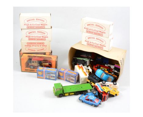 Collection of diecast models and vehicles, including Matchbox Models of Yesteryear, Corgi Junior, two Matchbox double decker 