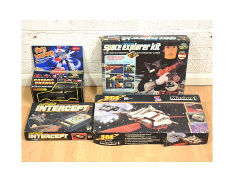 Vintage Games; four including Space Defender - battery operated, Electric Intercept, 3DS Mission by Hornby and Electric Space